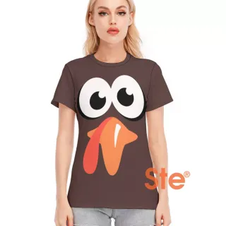 Silly Turkey Face Women T-Shirt Thanksgiving Costume