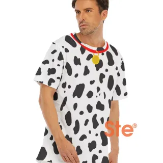 Dog Dalmatian Costume Red Collar All Over Men Short Sleeve T-Shirt