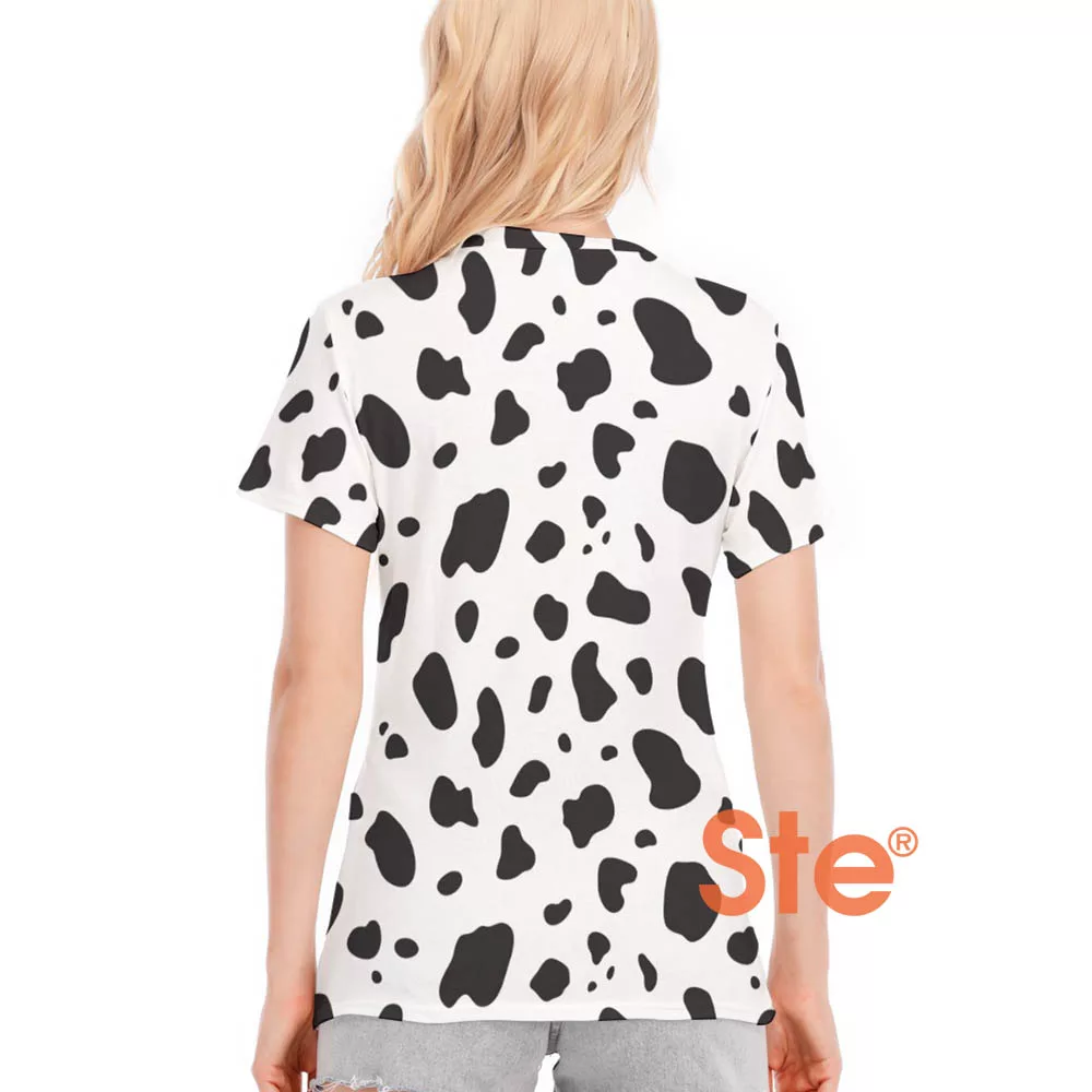 Dog Dalmatian Costume Red Collar All Over Women Short Sleeve T-Shirt Dog Dalmatian Costume Red Collar All Over Women Short Sleeve T-Shirt